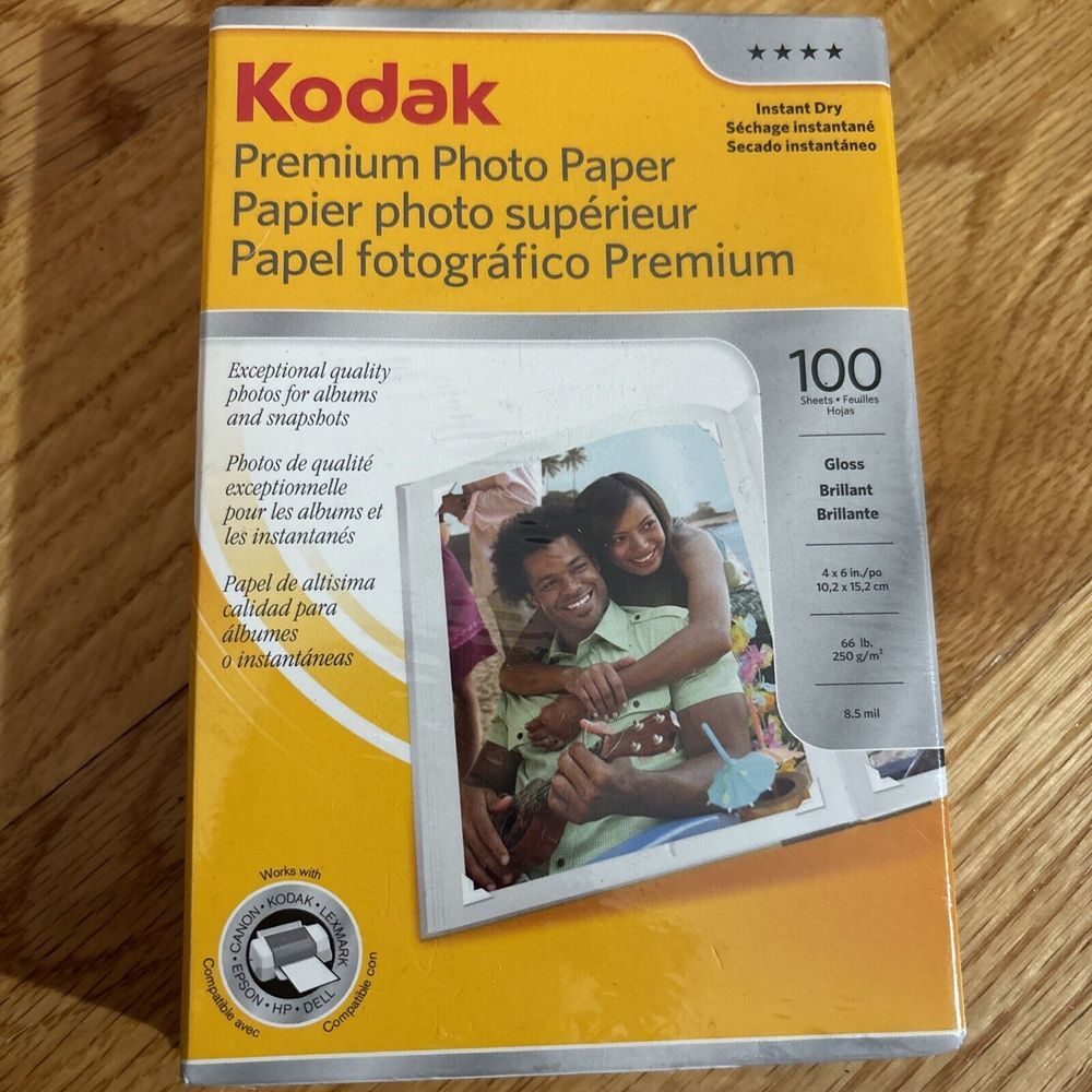 New Kodak 1034388 Premium Photo Paper 4 X 6 Gloss 100 Pack Sheets Instant Dry